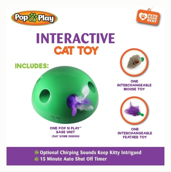 Pets Know Best Pop N Play Interactive Cat Motion Toy, Green - Picture 2 of 12